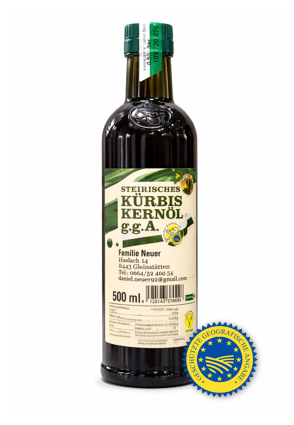 Steirisches Kürbiskernöl g.g.A. – 500 ml | 100% naturrein